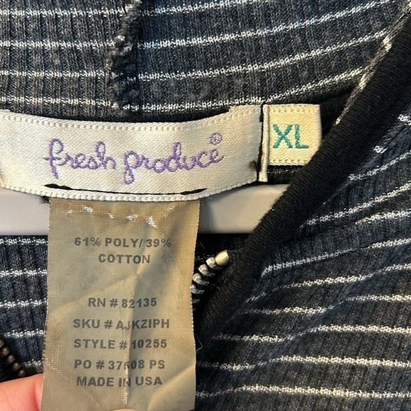 Fresh Produce Ribbed Striped Full Zip Hoodie - dark gray and silver XL - Picture 5 of 8